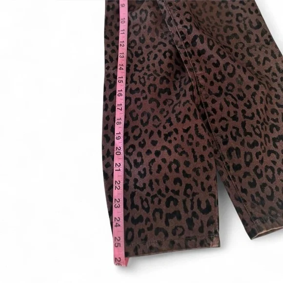 Free People Leopard Print Ankle Jeans - Brown and Black Size 30 - Picture 3 of 7